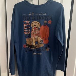 Marleylilly Blue Graphic Long Sleeve Shirt